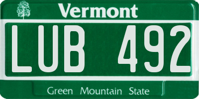 VT license plate LUB492