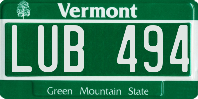 VT license plate LUB494