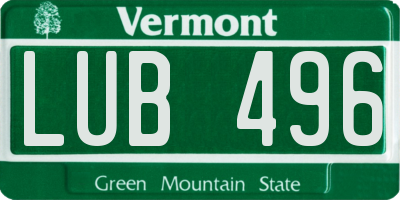 VT license plate LUB496