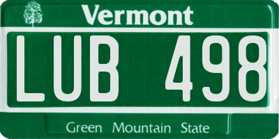 VT license plate LUB498
