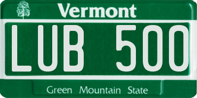 VT license plate LUB500