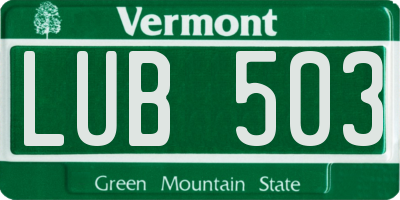 VT license plate LUB503