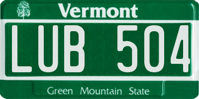VT license plate LUB504