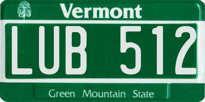 VT license plate LUB512