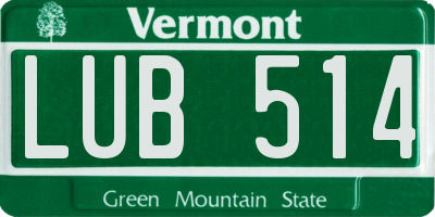 VT license plate LUB514
