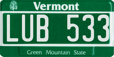 VT license plate LUB533
