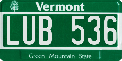VT license plate LUB536