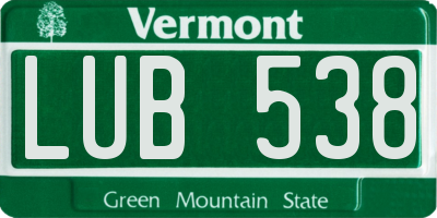 VT license plate LUB538
