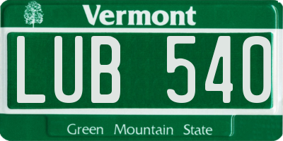 VT license plate LUB540