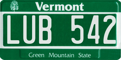 VT license plate LUB542