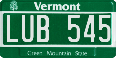 VT license plate LUB545
