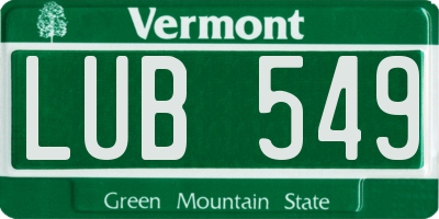VT license plate LUB549