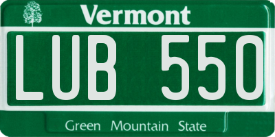 VT license plate LUB550