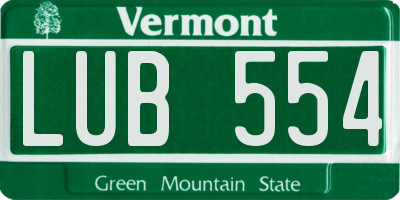 VT license plate LUB554