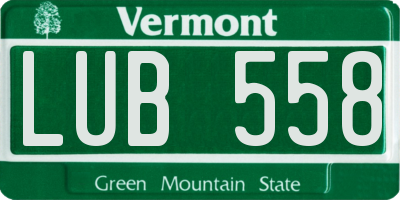 VT license plate LUB558