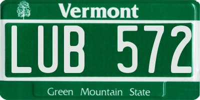 VT license plate LUB572