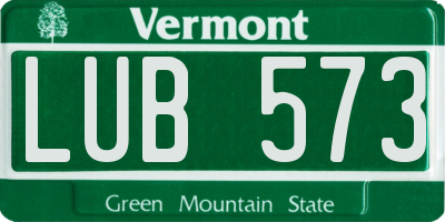 VT license plate LUB573