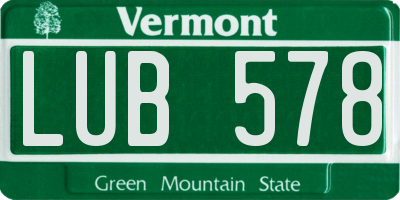 VT license plate LUB578