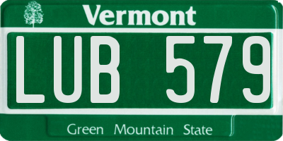 VT license plate LUB579