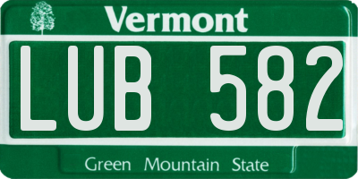 VT license plate LUB582