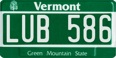 VT license plate LUB586