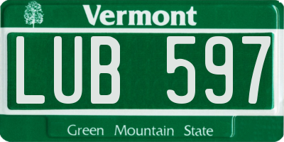 VT license plate LUB597