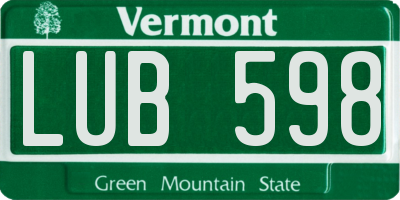 VT license plate LUB598