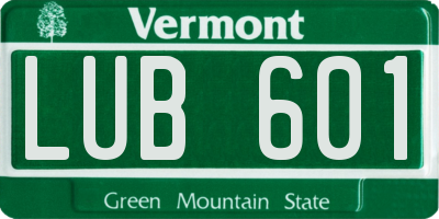 VT license plate LUB601