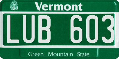 VT license plate LUB603