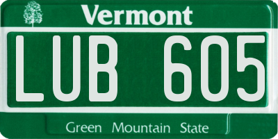 VT license plate LUB605