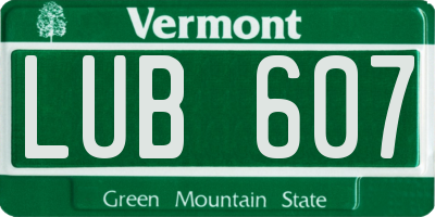 VT license plate LUB607