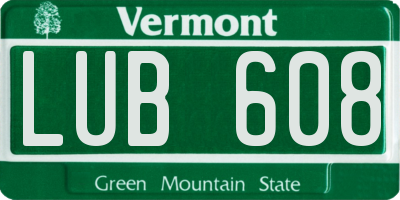 VT license plate LUB608
