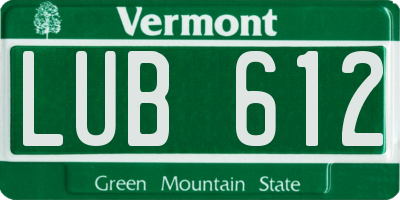 VT license plate LUB612