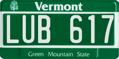 VT license plate LUB617