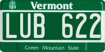 VT license plate LUB622