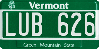 VT license plate LUB626