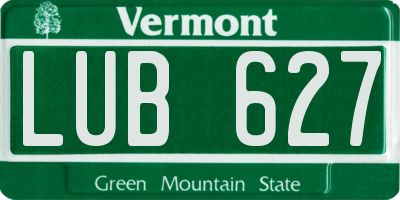 VT license plate LUB627