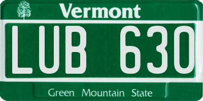 VT license plate LUB630
