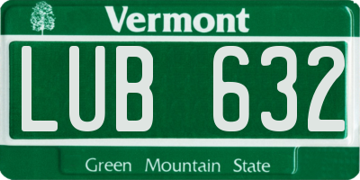 VT license plate LUB632
