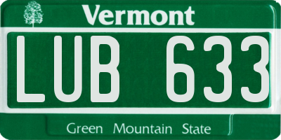VT license plate LUB633