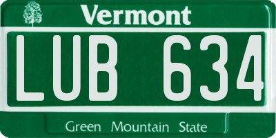 VT license plate LUB634