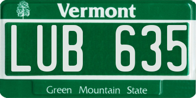 VT license plate LUB635