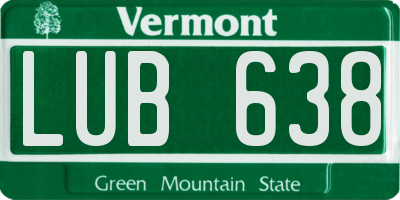 VT license plate LUB638