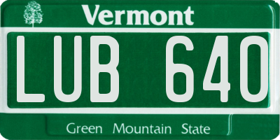 VT license plate LUB640