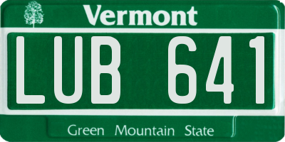 VT license plate LUB641