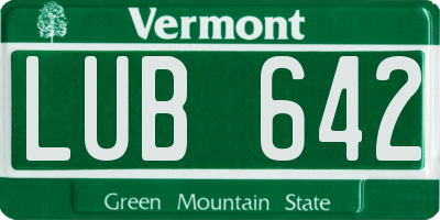 VT license plate LUB642