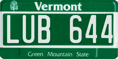 VT license plate LUB644