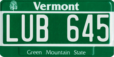 VT license plate LUB645