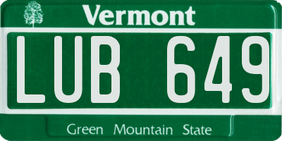 VT license plate LUB649