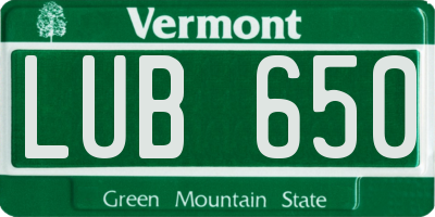 VT license plate LUB650